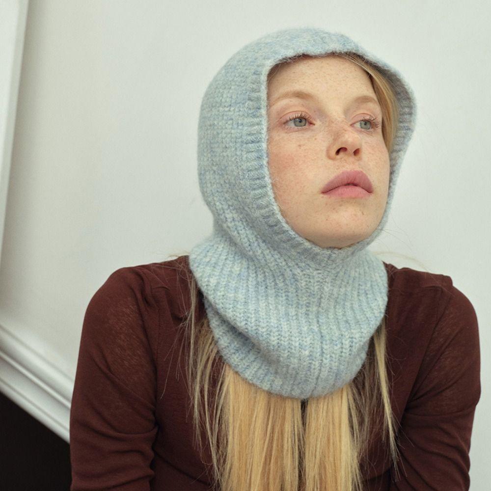 Alpaca Wool Balaclava Hat Wool Blend Knitted Hat Simple Pullover Hat Outdoor