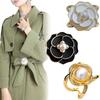 Pearl Floral Scarf Ring Clip Camellia Scarf Buckle Clothing Ring Wrap Holder Silk Scarf Buckle