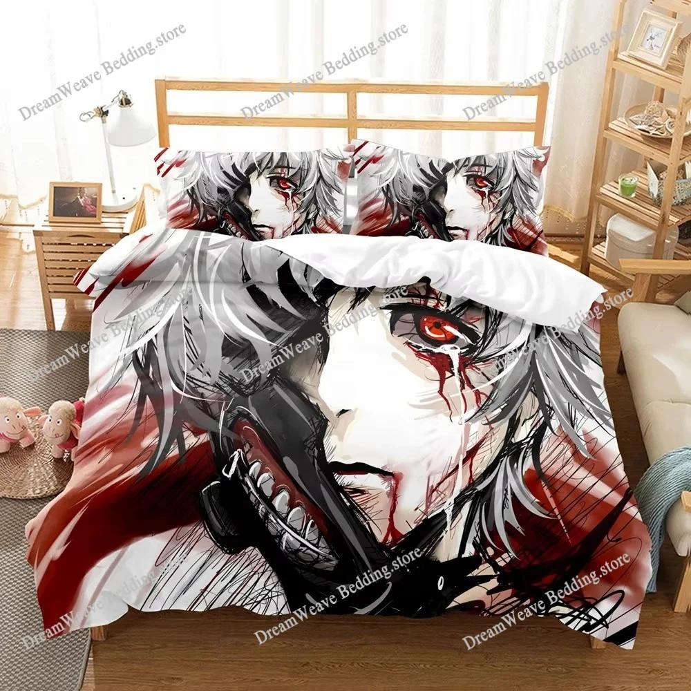 3D Printed Anime Tokyo Ghoul Bedding Set Boys Girls Twin Queen Size Duvet Cover Pillowcase Bed Kids Adult Home Textileextile963