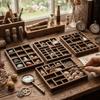Деревянный Мини-держатель для украшений Много отделений Хранение образцов руды Миниатюрная полка для безделушек Миниатюрный кристалл