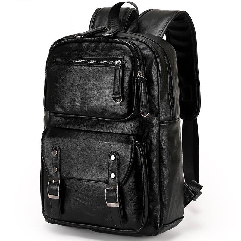 Men's Large Leather Antitheft Travel Backpack Laptop Bags Men Black Bagpack Boy Big Capacity School Male Business Shoulder Bag