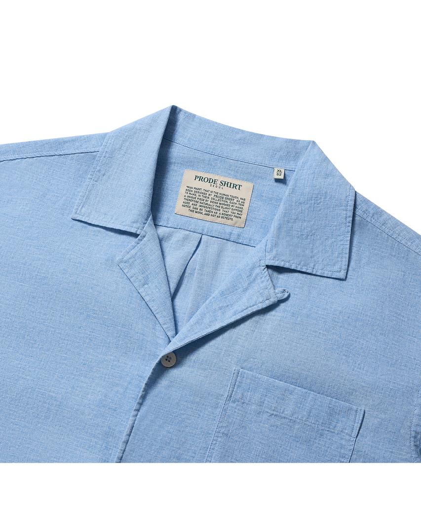 PRODESHIRT [Комфорт] Тропическая винтажная льняная рубашка-кемпинг (Ocean Blue)
