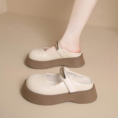 Модные женские мюли без задника CRLAYDK, слипоны, лоферы из искусственной кожи для ходьбы, тапочки на липучке, повседневные женские шлепанцы для увеличения роста