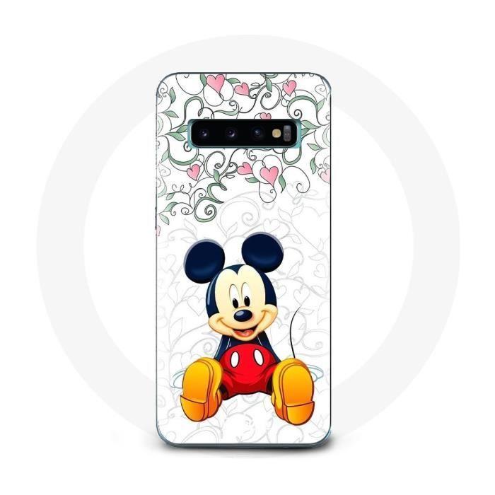 Coque pour Samsung Galaxy s10 plus Mickey Mouse Fleurs Cœurs