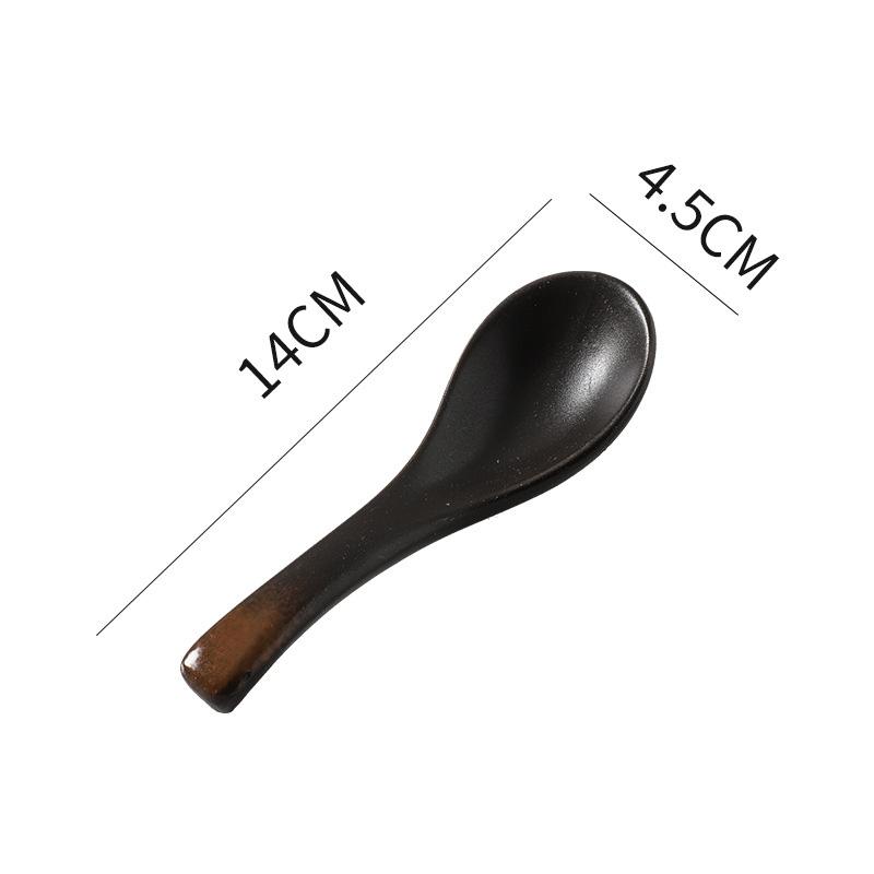 13cm Japanese Retro Ceramic Soup Spoon Eating Spoon Kitchen Utensils Teaspoon Tableware Kitchen Cooking Utensils Tools4
