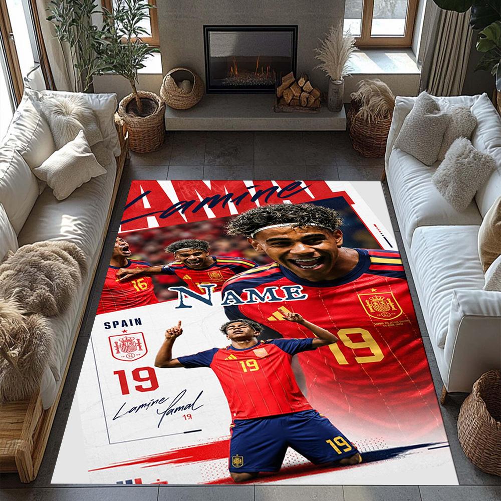Lamin Yamal Customizable Name Floor Mat Design For Playrooms Dormitory Foyer Outdoor Antislip Carpet Anime Office Decor Spiritual Gift