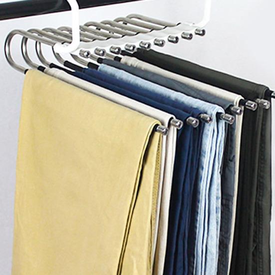 Multi-layer Trouser Rack Storage Holder Anti-Slip Foldable Design Versatile Stainless Steel Anti-Slip Clothes Hanger Scarf Holder