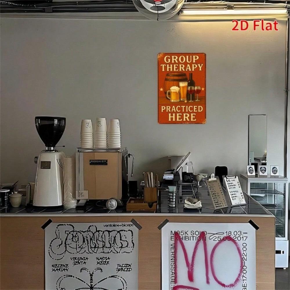 Металлическое Настенное Искусство Винтажная Вывеска «Здесь Практикуют Исцеление» с Пивом и Вином, Железная 2D Картина для Бара