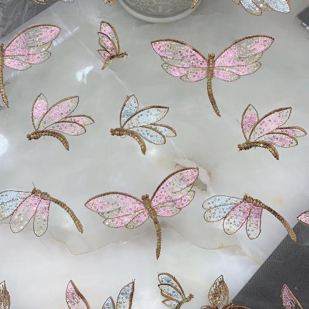W1,5 м * 90 см, сетка с блестками, золотая стрекоза, вышитая одежда, кружевная ткань, юбка «сделай сам», женская одежда, ткань, ткань с вышивкой