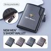 WTOM1 For Alfa Romeo Car Styling Leather Men Wallets Vintage Trifold Wallet Zip Coin Pocket Purse Giulietta 940 2010-2014 2015-2022