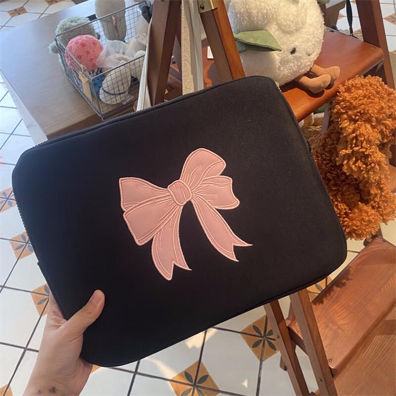 INS Style Embroidered Pink Bow Laptop/Tablet Sleeve