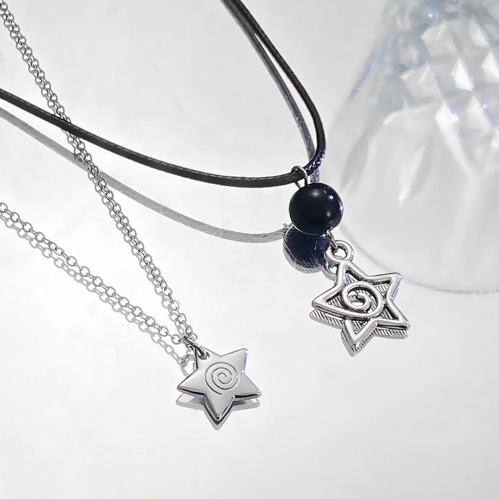 Vintage Swirl Star Pendant Necklace for Women Men Fashion Alloy/Wax Rope Collarbone Chain Aesthetic Jewelry Accessories