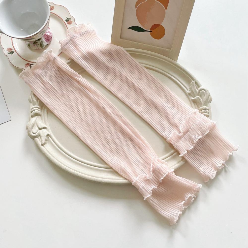 Кружевные солнцезащитные нарукавники, эластичные перчатки для велоспорта, симпатичные нарукавники из ледяного шелка для вождения