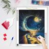 Diy Full Round Diamond Painting Landscape Moon Embroidery Cross Stitch Gift Home Decoration 30x40cm/12x16inch