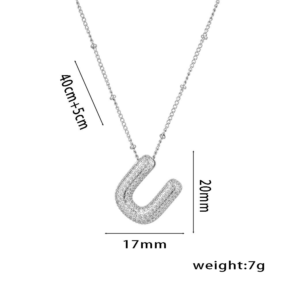 Fashion 26 Bubble Letter Initial Pendant18k Gold Plated Micropaved Full Zirconia Stone Chain Couple Necklace Women Jewelry