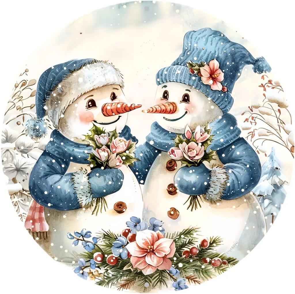 Круглая металлическая жестяная вывеска, художественная роспись, венок, декоративные тарелки, мультяшный снеговик, рождественский постер для декора стен дома, сада, гаража