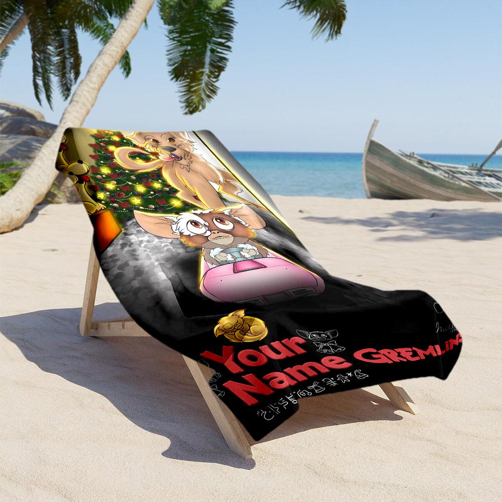 Gremlins Customize Text Beach Towel Quick-Dry Soft Microfiber For Beach Bathroom Outdoor Swimming Pool Camping Picnic Yoga Diving Vacation Accessories