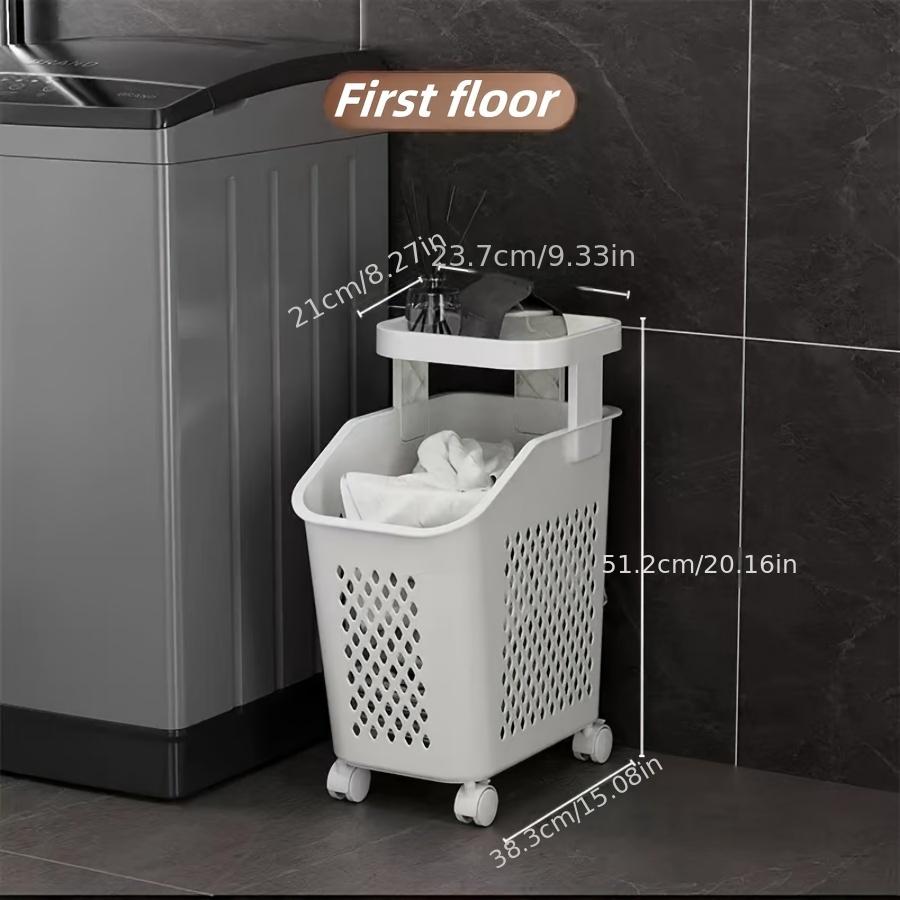 Бытовая корзина для белья со шкивом. Товары для организации дома и хранения вещей в ванной комнате. Корзина для хранения грязной одежды с легкой мобильностью.