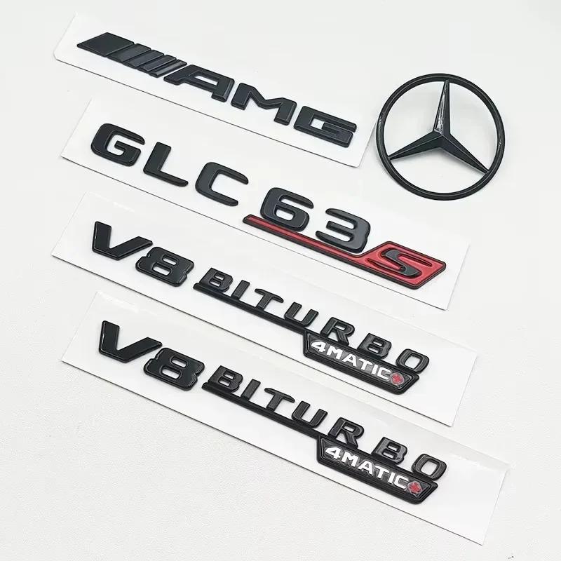 CQQ1 3D ABS Black GLC63S Logo Letters V8 BITURBO 4MATIC Badge Car Rear Star Sticker Trunk AMG Emblem For Mercedes Benz GLC AMG X253