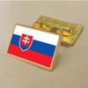 Slovak Flag Brooch 2.5 * 1.5cm Zinc Alloy Die-cast Pvc Color Printing and Coating Golden Rectangular Shape