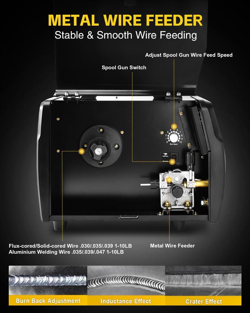 [Вилка ЕС]HZXVOGEN 200A алюминиевый сварочный аппарат MIG 110 В/220 В 5 в 1 MIG/Lift TIG/MMA/точечная сварка/Spool Gun инверторный сварочный аппарат IGBT с большим ЖК-дисплеем