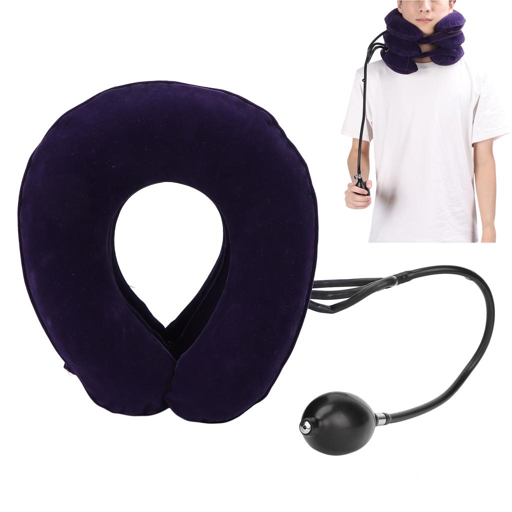 Purple Cervical Neck Traction Inflate Device Elderly Neck Stretcher Neck Support Brace