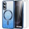 Case for Samsung Galaxy S25 Edge - BOOLING - with Blue Magnetic Ring - 2 Tempered Glasses