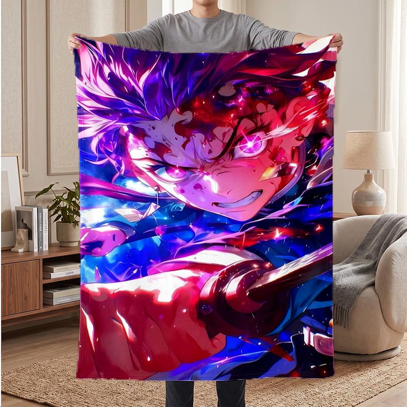 Tanjiro Soft Warm Flannel Blankets Comfortable Blanket for Home Decoration Gifting