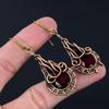 Ravishing Garnet Gemstone Handmade Pure Copper Wire Wrapped Earrings Jewelry