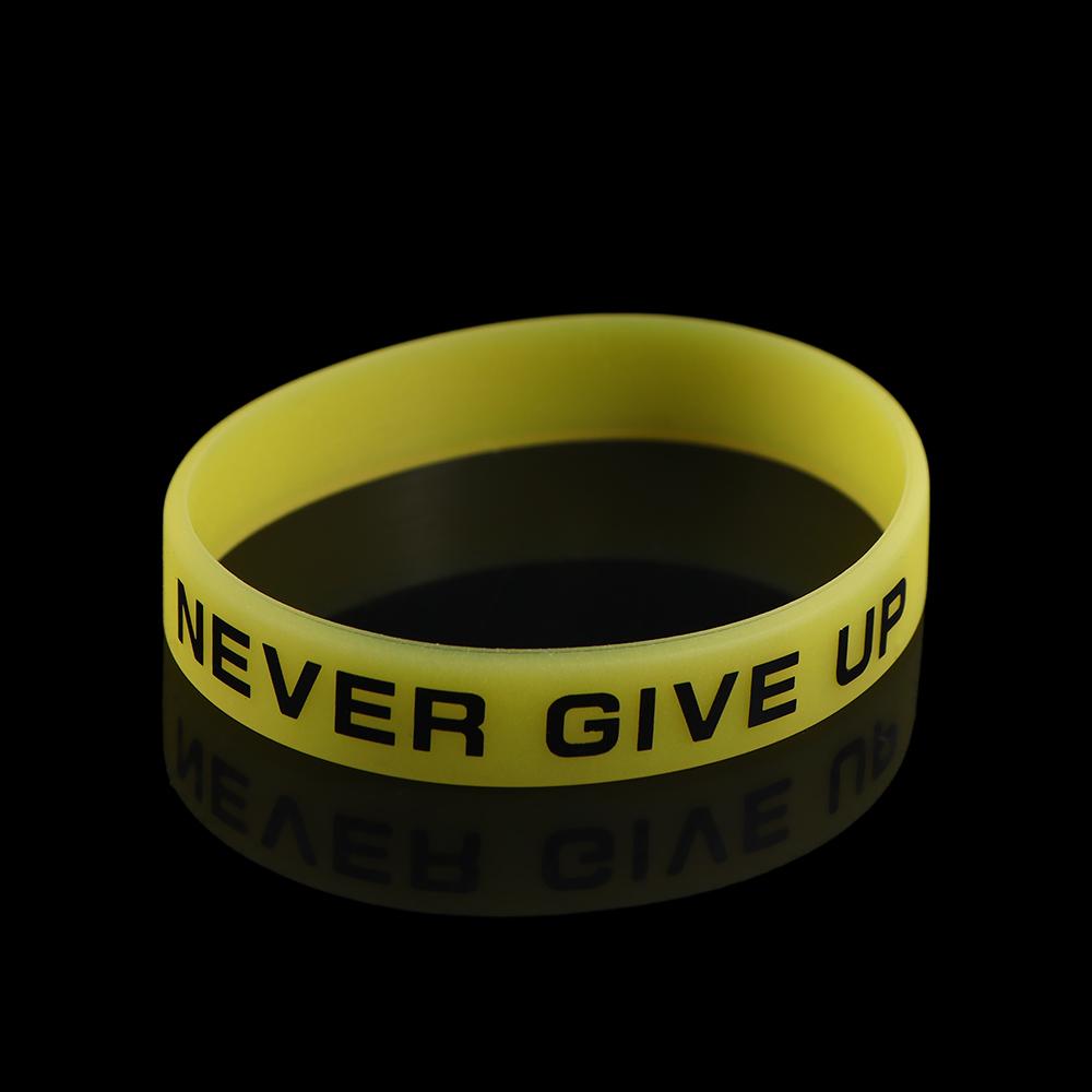 Women Men Basketball Wristband Luminous Rubber Bracelets Never Give Up Bracelet Silicone Sweat Band