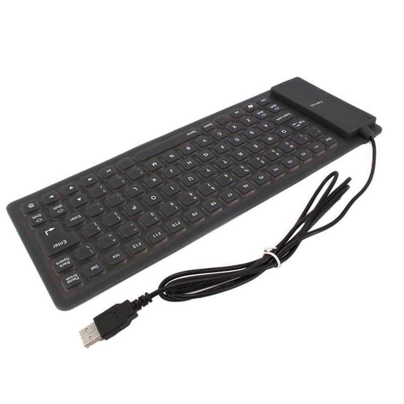 VAORLO 85-клавишная USB мини-гибкая силиконовая складная проводная клавиатура для ПК для ноутбука, США, складная портативная проводная английская клавиатура