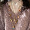 High-End Exquisite Light Luxury Heavy Industry Creates Bluebell Inlaid With Colorful Gemstones Long Thick Chain Necklace Earrings