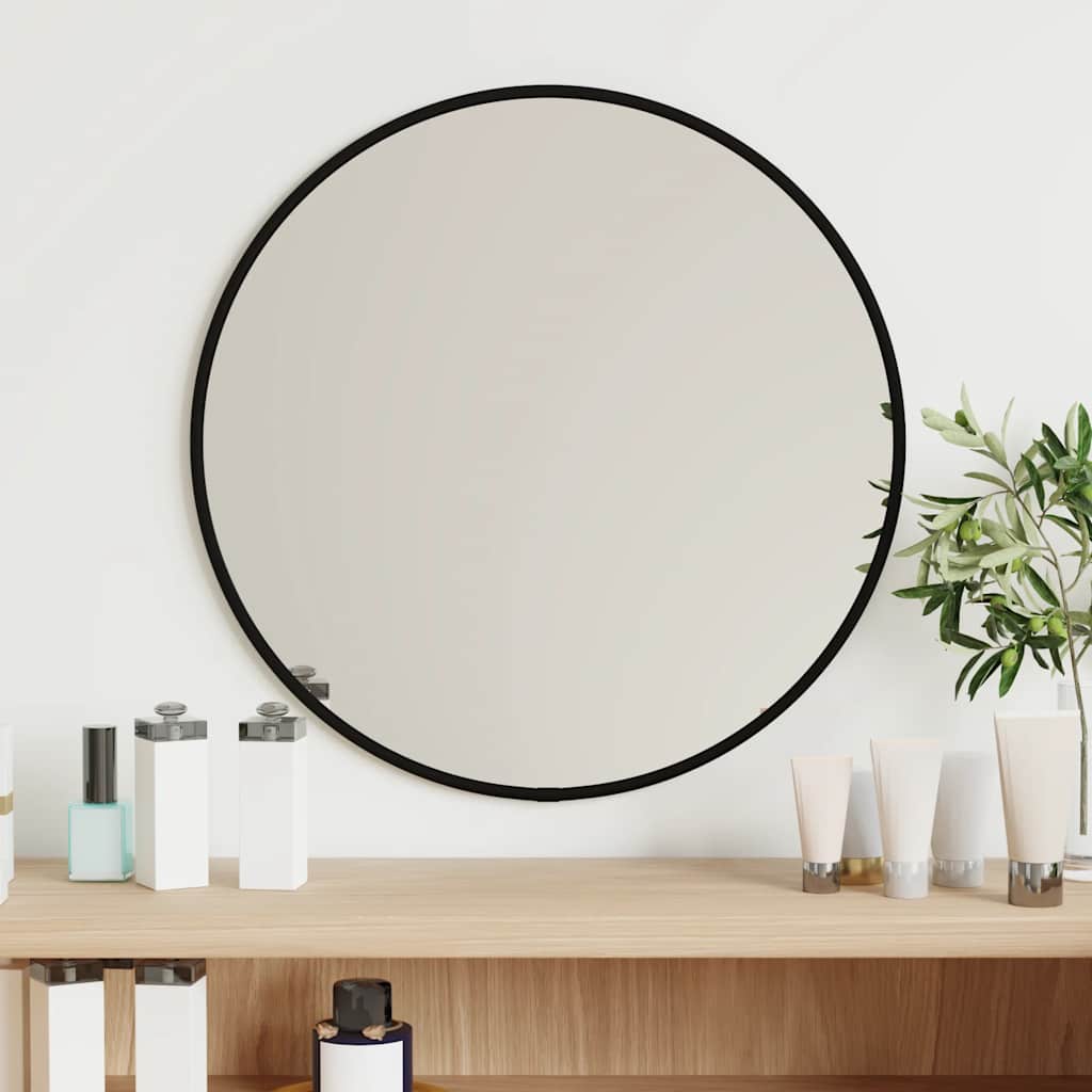 Vidaxl Lustro Ścienne, Czarne, Ø 40 Cm, Okrągłe