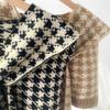Korean Style Wool Knitted Warm Shawl Winter Blouse Shoulder Fake Collar Cloak Knitted Scarf Houndstooth Neck Scarf