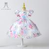 Платье для девочек, летняя детская одежда, новое шифоновое платье принцессы для девочек, недорогое детское платье принцессы с короткими рукавами и принтом