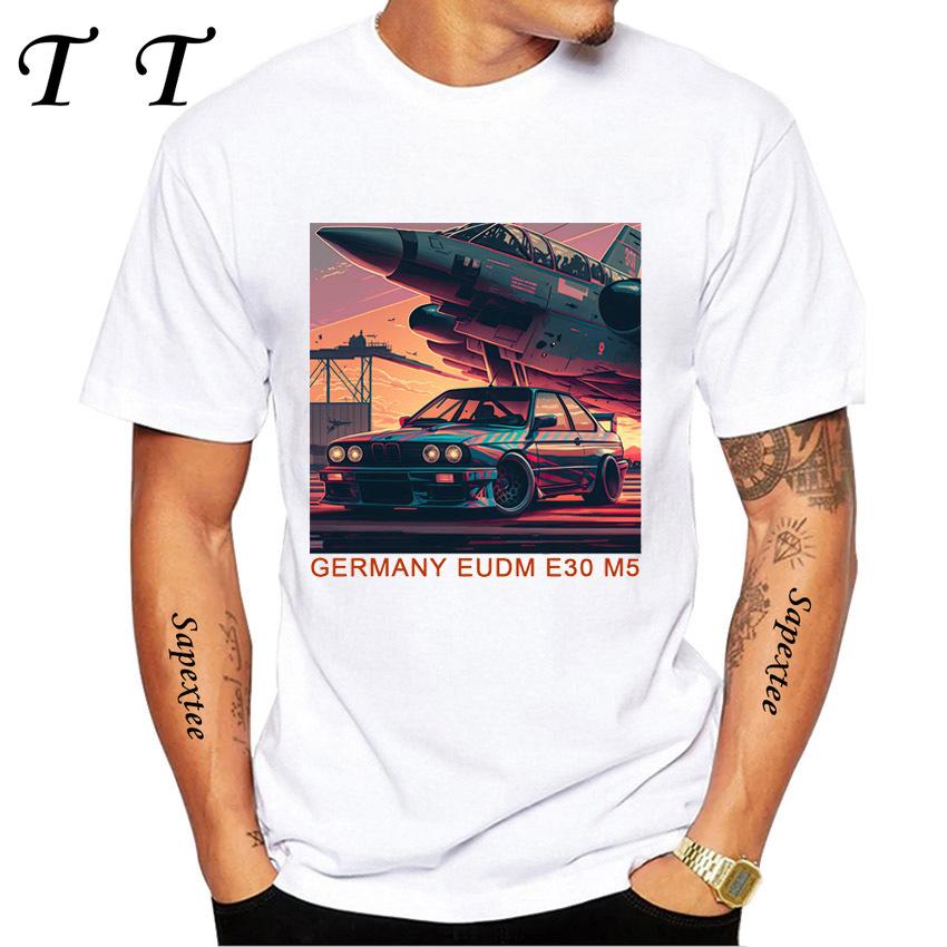 New Summer Men Short Sleeve Vintage Germany Eudm E36 M3 Tshirt Legend Sport Car Design Boy Casual Tops Cool Man Tees White