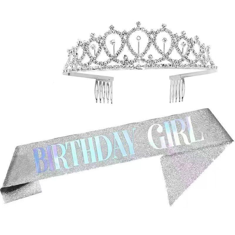 Повязка на голову на день рождения, заколка для волос с короной, именинница