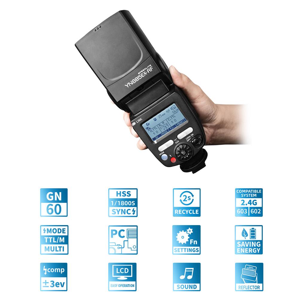 Вспышка YONGNUO YN685EX RF на камеру Ведущая Ведомая Спидлайт GN60 TTL 1 8000с HSS 2с Время перезарядки с 2.4G Беспроводной