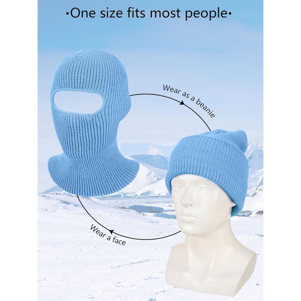 3-Hole Knitted Full Face Cover Ski Mask, Adult Winter Balaclava Warm Knit Full Face Mask for Outdoor Sports