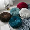 Velvet Pleated Round Pumpkin Throw Pillow For Sofa Decor