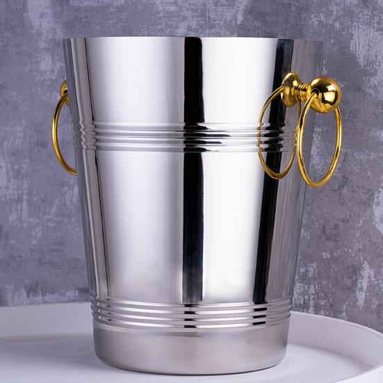 Stainless Steel Ice Bucket for Wine Champagne 2/5L Heavy-Duty Insulated Wine Cooler for Bars Hotels Parties Rust-Proof Thickened Barrel