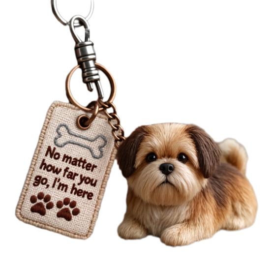 Emotional Support Bag Charm Positive Plush Animal Pendant Cat Dog Keychain Charm with Embroidered Message for Backpack Purse