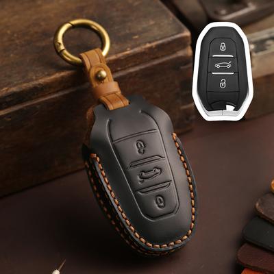 Кожаный чехол для ключей Автомобильный чехол Брелок для Peugeot 207 208 3008 206 308 508 2008 407 5008 301 для Citroen C3 C4 C5 Berlingo Пульт