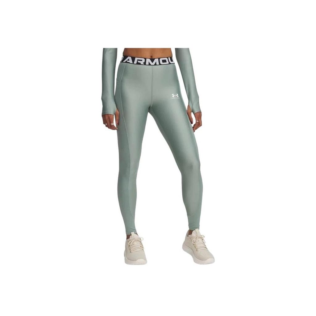 Under Armour HeatGear Однотонные ребристые тренировочные леггинсы с высокой посадкой Женские леггинсы Лаймово-зеленые 1388693-348