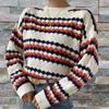 Осенне-зимний теплый трикотаж, свитер, модный цветной толстый пуловер с длинными рукавами, винтажные топы в полоску с круглым вырезом Sueter 28484