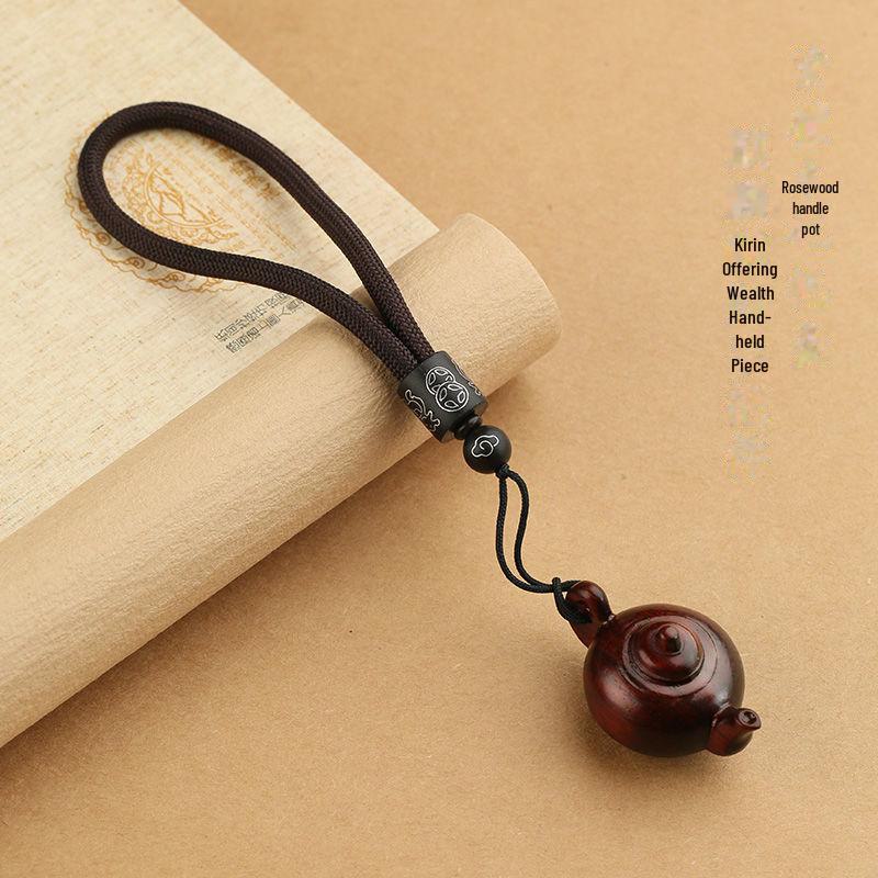 Подвеска-брелок в виде чайника из розового дерева для мужчин и женщин - небольшие ручные украшения