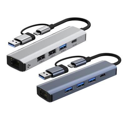 Адаптер для сети Ethernet USB Type C к RJ45 100 Мбит/с/1000 Мбит/с USB3.0 USB2.0 Хаб для передачи данных для аксессуаров для ноутбука