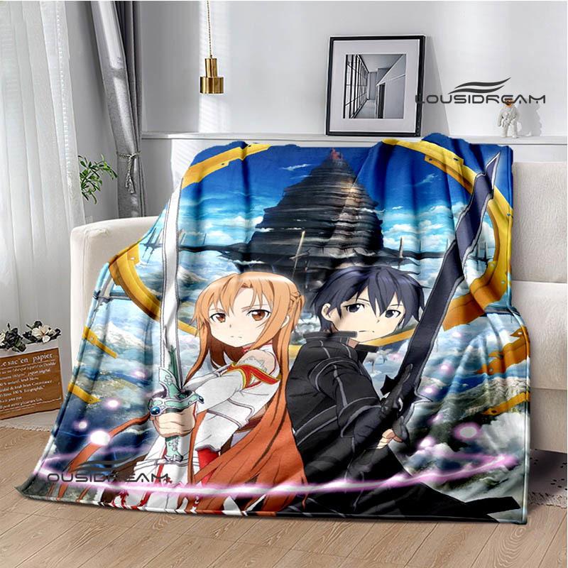 Мультяшные пледы с принтом Sword Art Online Плед для пикника Теплые фланелевые пледы Постельные принадлежности для дома Подарки на день рождения