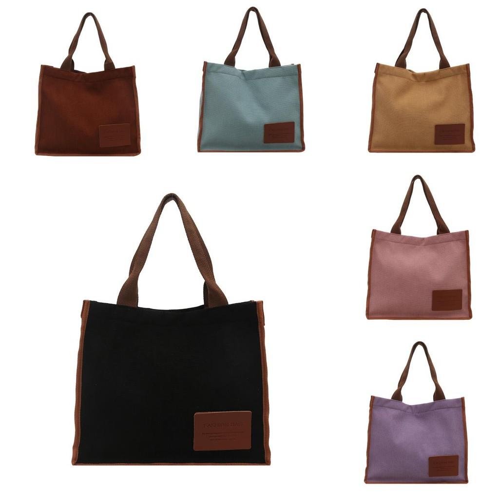 Street Style Canvas Tote Bag With Double Straps Large Capacity For School And Outings