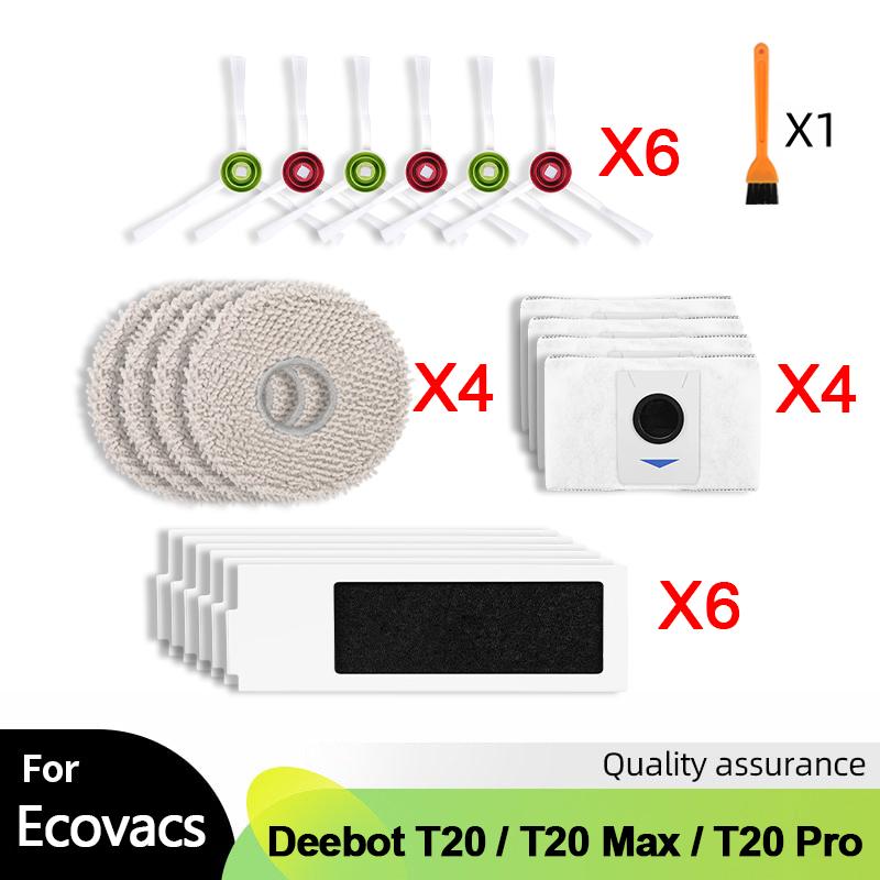 For ECOVACS Deebot T20 Omni / T20 Max / T20 Pro Vacuum Cleaner Accessories Main Side Brush Mop Cloth HEPA Filter Dust Bag Parts
